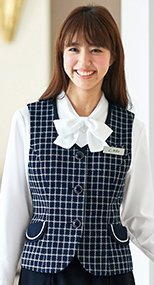 11630 en joie(アンジョア) チェック柄に印象的なボタンのベスト 93-11630