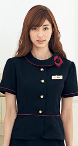 86465 en joie(アンジョア) 丸みのあるアシンメトリーの襟が優しいサマージャケット 無地 93-86465
