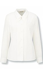 en joie(アンジョア) 01060 光沢のストライプがシャープで華やかな長袖ブラウス(リボン付) 93-01060