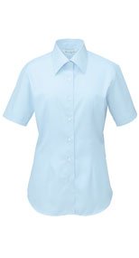 en joie(アンジョア) 06135 首元をきれいにみせ優美なシルエット半袖シャツ 無地 93-06135