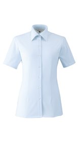 en joie(アンジョア) 06165 シワになりにくくストレッチで透け防止の半袖ニットシャツ 93-06165