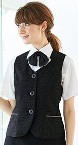 en joie(アンジョア) 16480 引き締め効果のあるパイピングに上品なドット柄のベスト 93-16480