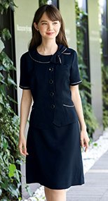 en joie(アンジョア) 56603 ウエストの圧迫感を感じさせない美シルエットのAラインスカート シャドーボーダー 93-56603