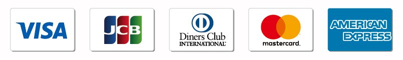 VISA、JCB、DinersClub、mastercard、AMERICAN EXPRESS