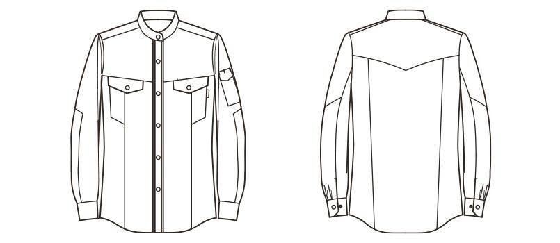 RS4601 ROCKY スタンドカラーシャツ(男性用) ハンガーイラスト・線画