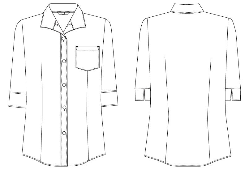 BL-6816 チトセ(アルベ) ブラウス/七分袖(女性用) ハンガーイラスト・線画