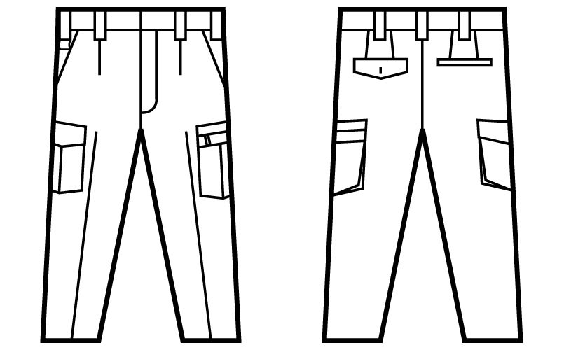 自重堂 51202 JAWIN ワンタックカーゴパンツ ハンガーイラスト・線画