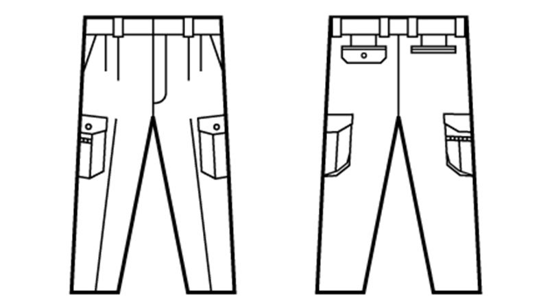 80102 自重堂 エコ 3バリュー ツータックカーゴパンツ(JIS T8118適合) ハンガーイラスト・線画