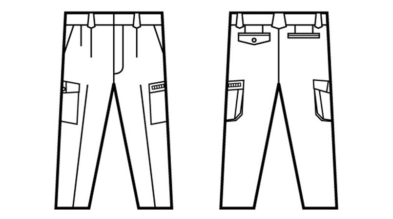 自重堂 80202 綿100%ストレッチ ツータックカーゴパンツ ハンガーイラスト・線画