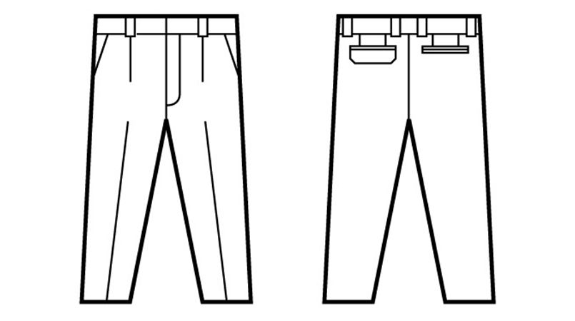 自重堂 80901 まるごとストレッチ ワンタックパンツ ハンガーイラスト・線画