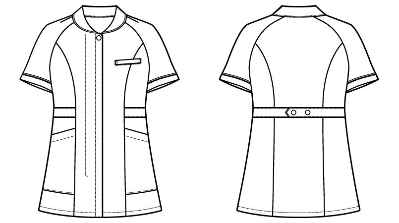 自重堂WHISEL WH10701 チュニック 小さな襟 パイピング(女性用) ハンガーイラスト・線画
